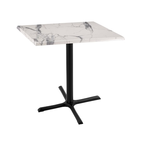 Holland Bar Stool Co 36" Tall OD211 Black Table Base 30" x 30" 30" x 30" Square White Marble Top by the HollBar Stool Co. OD211-3036BWOD30SQWM